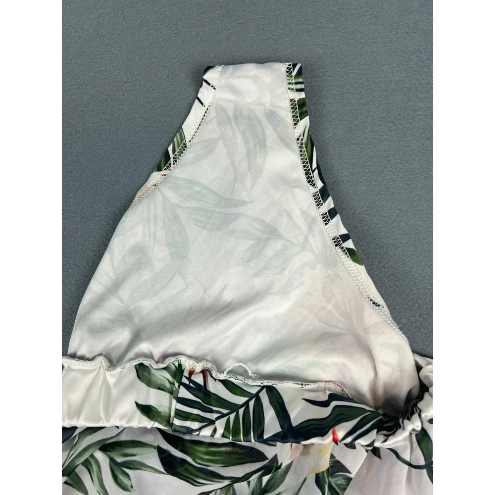 Tropical Floral Maxi Skirt Swim Bottom & Cover Up Boho‎ Beach Vacation White XS